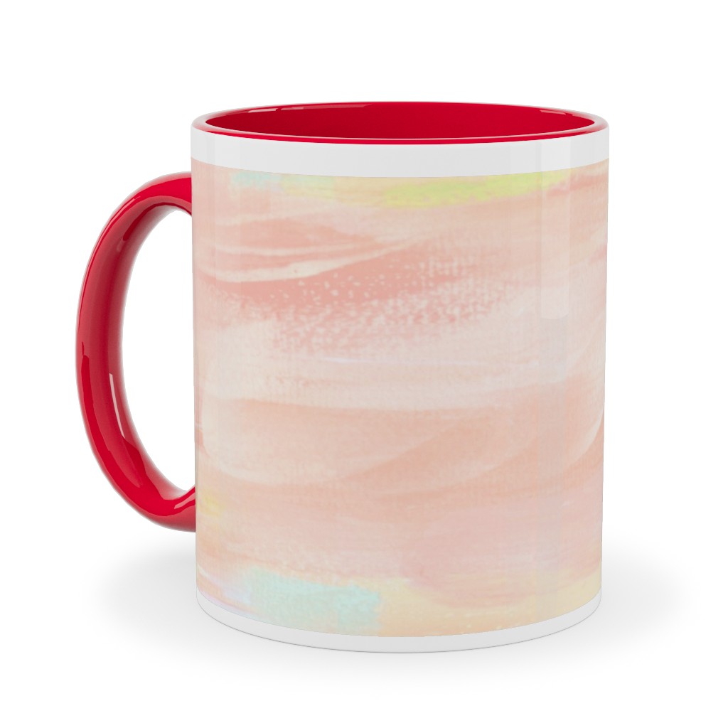 Paint Dabs - Peach Ceramic Mug, Red, , 11oz, Pink, Bright Pink