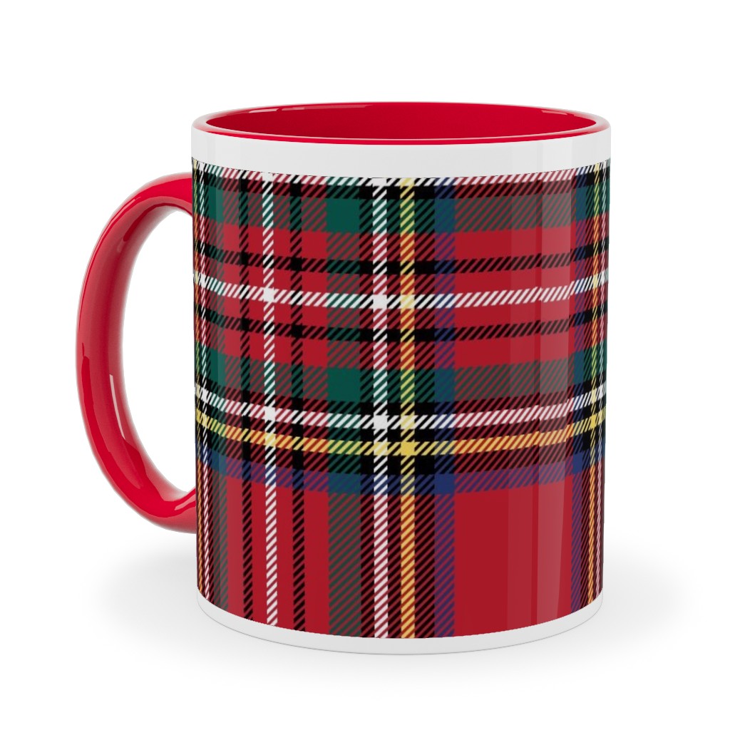 Royal Stewart Tartan Style Repeat Perfect for Christmas Ceramic Mug, Red, , 11oz, Red, Red