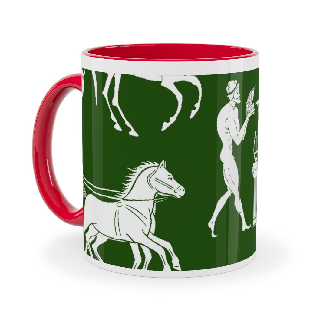 Greek Figures Ceramic Mug, Red,  , 11oz, Green