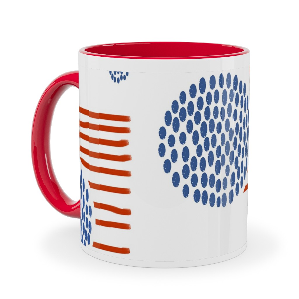Imperfection in Red, White and Blue Ceramic Mug, Red, , 11oz, Red, Red