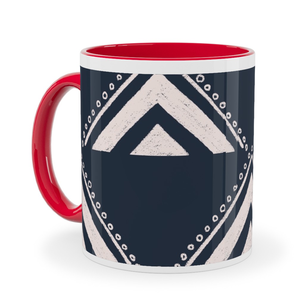 Lead the Way Triangles - Blue Ceramic Mug, Red, , 11oz, Blue, True Blue