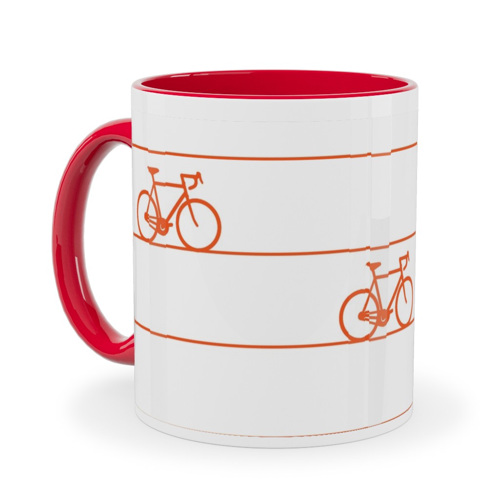 Biking Ceramic Mug, Red, , 11oz, Orange, Fawn