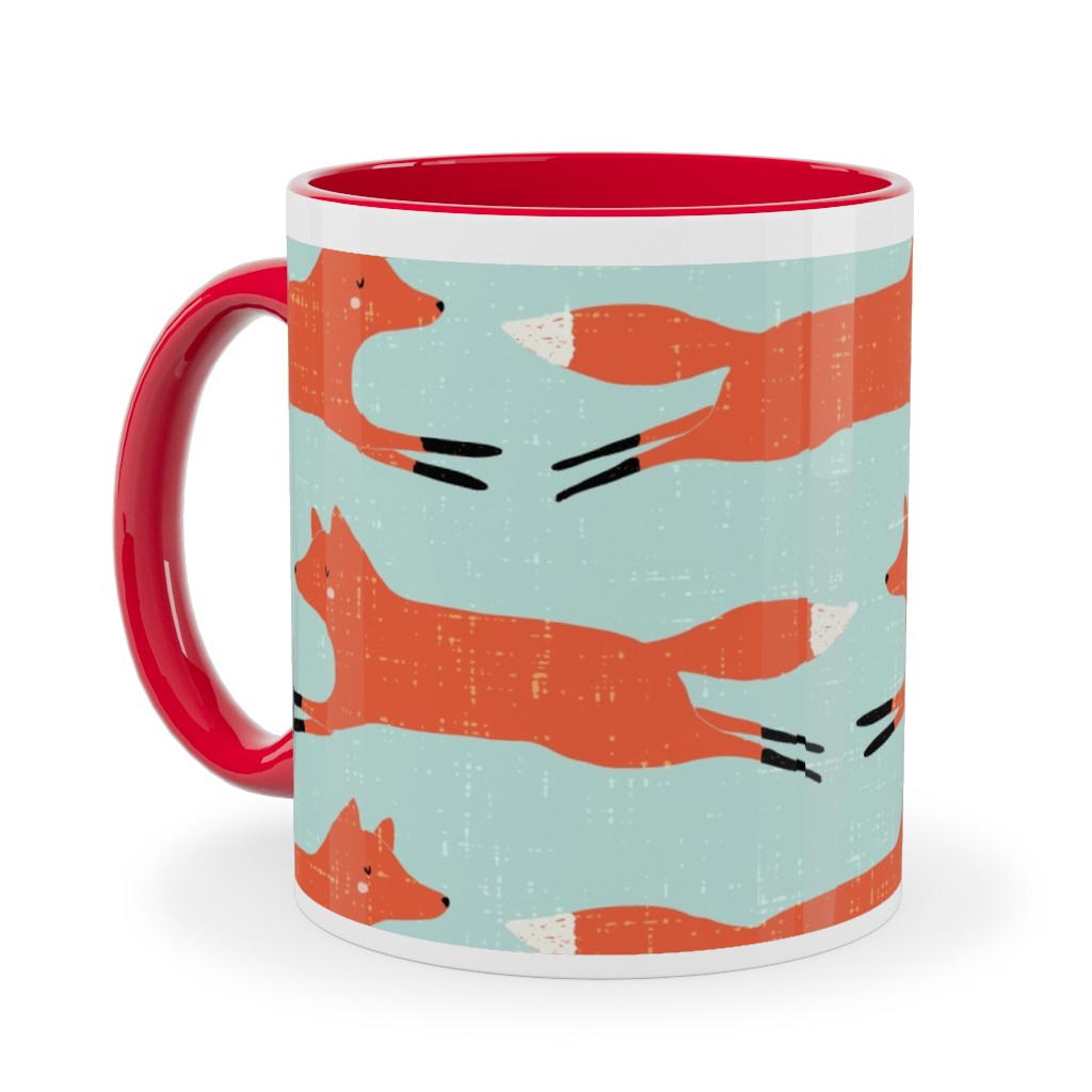 Little Orange Fox - Orange and Green Ceramic Mug, Red, , 11oz, Orange, Orange