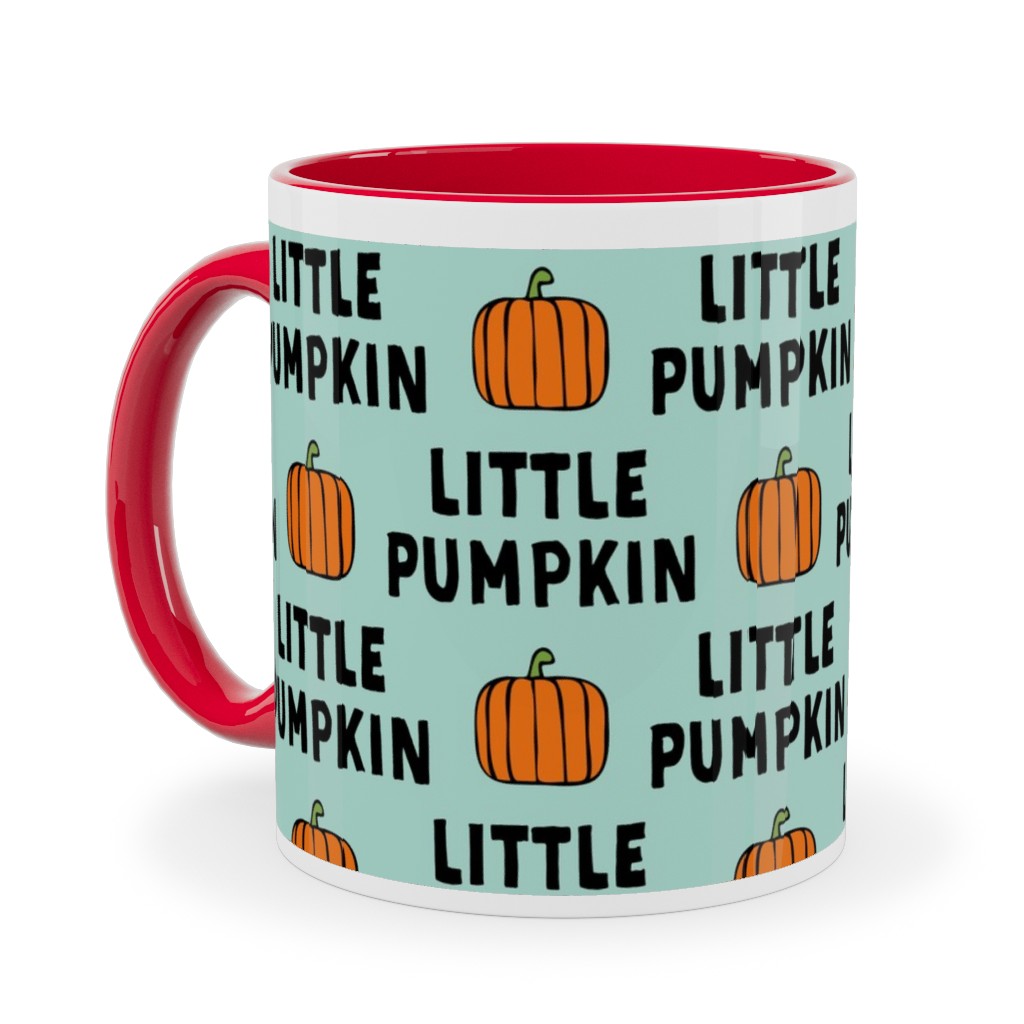 Little Pumpkin - Halloween - Aqua Ceramic Mug, Red, , 11oz, Green, Classic Green