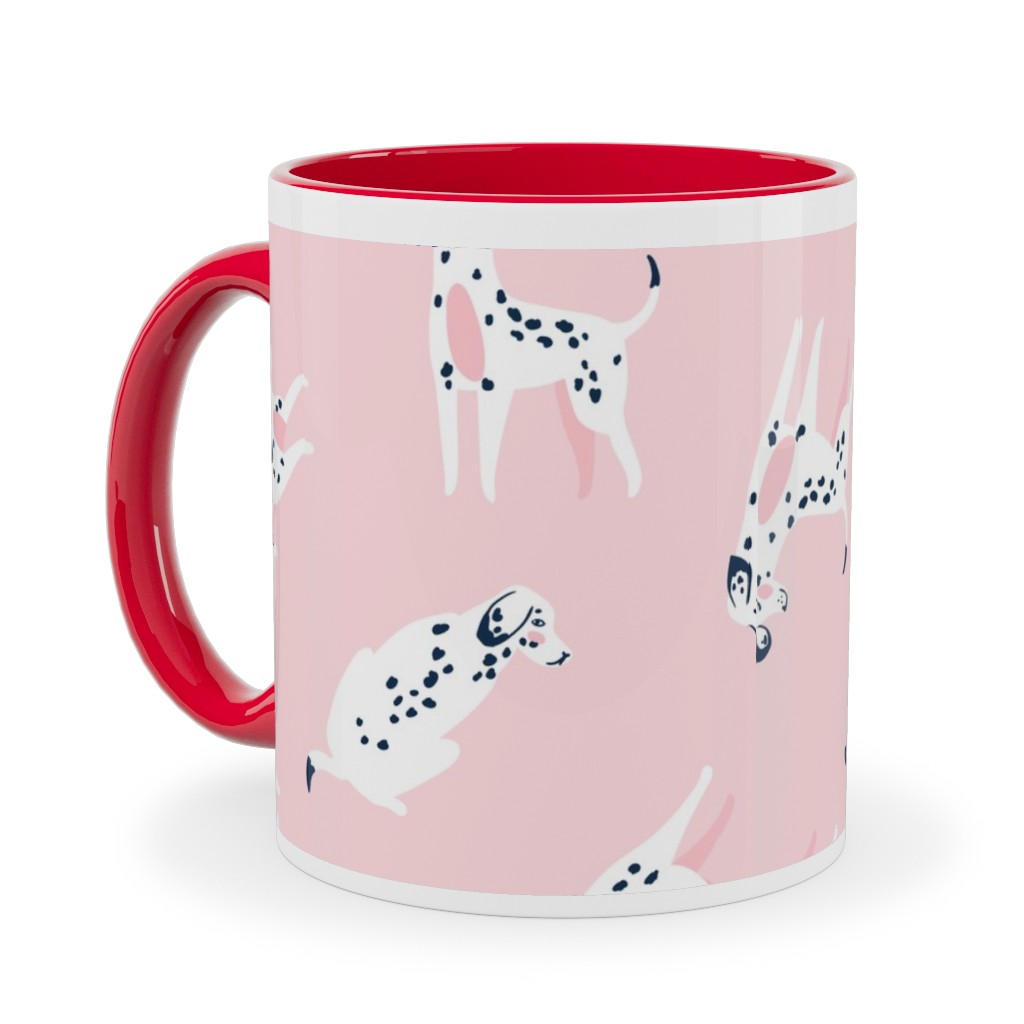 Funny Dalmatian - Pink Ceramic Mug, Red,  , 11oz, Pink