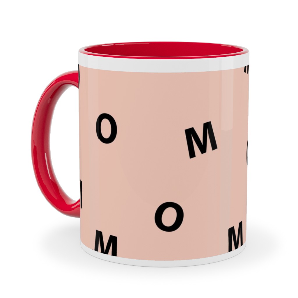 Sweet Mom Typography - Pale Nude Ceramic Mug, Red,  , 11oz, Pink