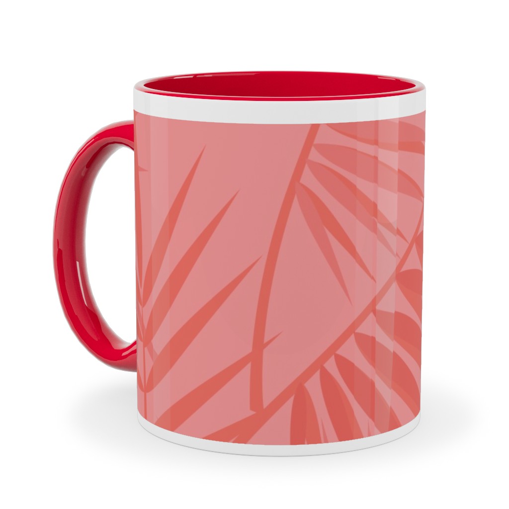 Tropical - Coral Ceramic Mug, Red, , 11oz, Pink, Bright Pink