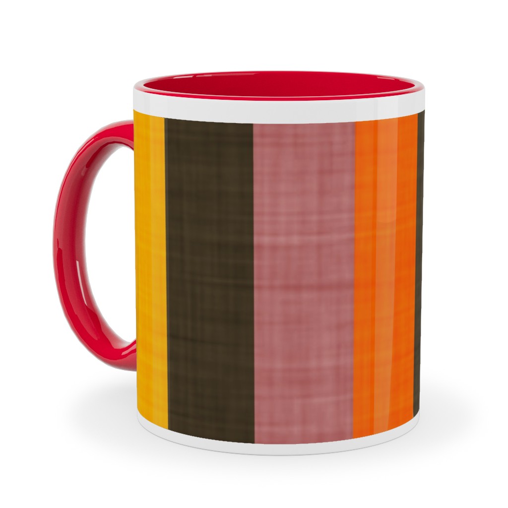 Retro Colorblock Sticks - Multi Ceramic Mug, Red, , 11oz, Multicolor