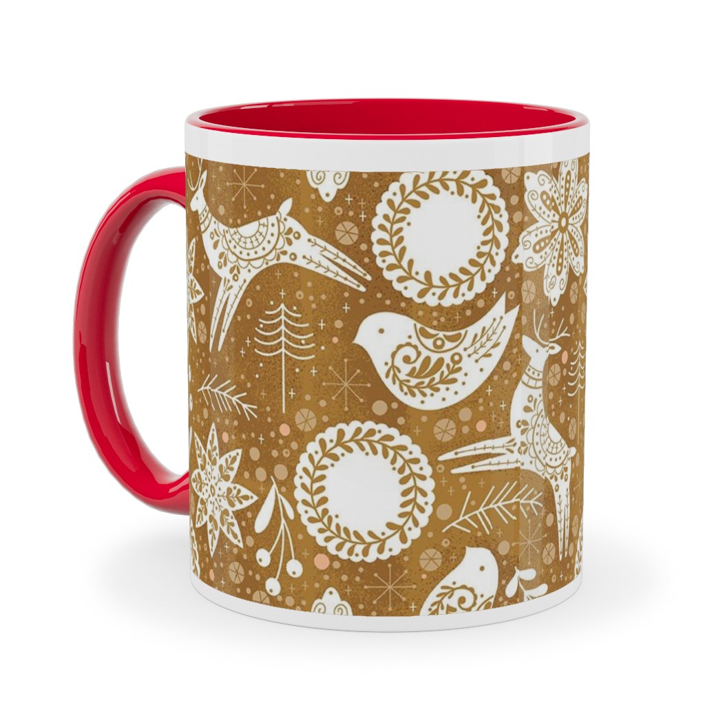 Gingerbread Forest - Brown Ceramic Mug, Red, , 11oz, Brown, Brown