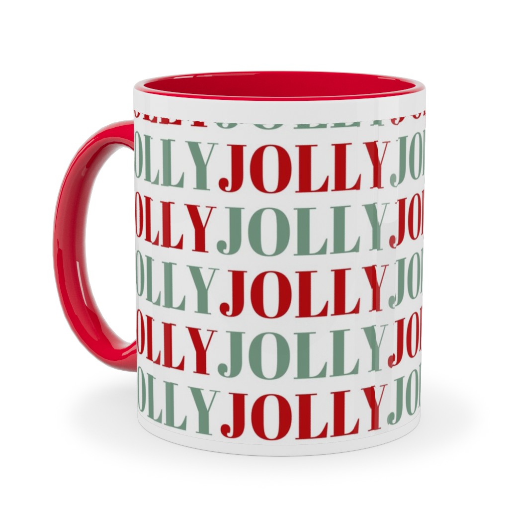 Jolly Print Repeat Ceramic Mug, Red, , 11oz, Red, Red