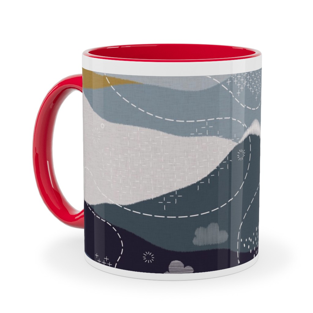 Ever Blue Mountains - Multi Ceramic Mug, Red,  , 11oz, Blue