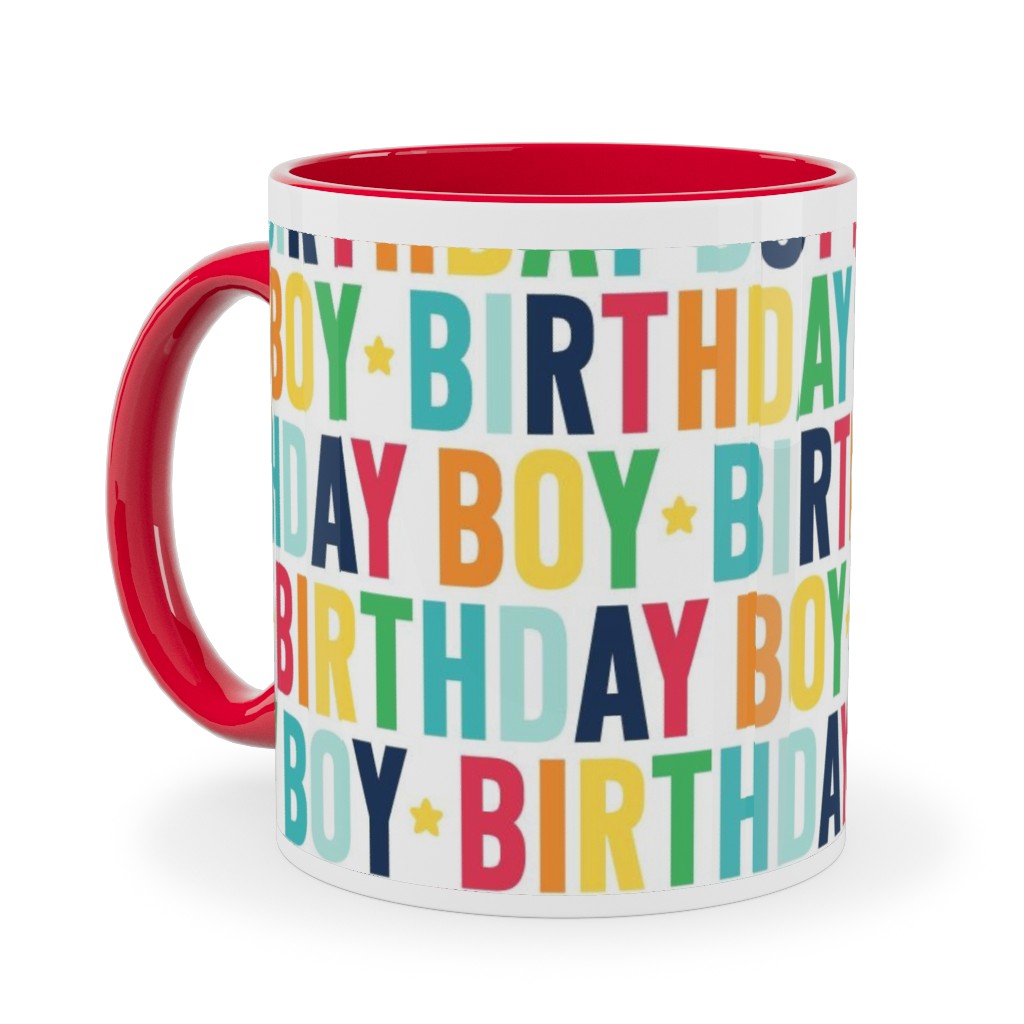 Birthday Boy - Uppercase - Rainbow Ceramic Mug, Red, , 11oz, Multicolor