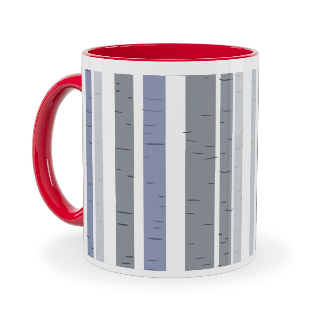 Wooded Aspens - Gray Ceramic Mug, Red, , 11oz, Gray, Gray