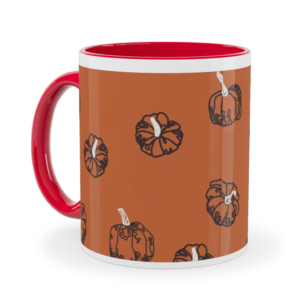 Pumpkins Ceramic Mug, Red, , 11oz, Orange, Fawn