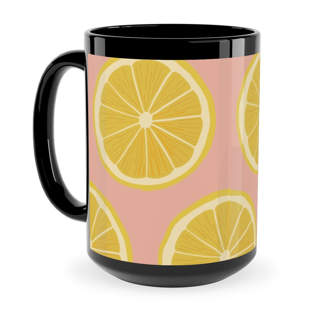 Lemon - Pink Ceramic Mug, Black, , 15oz, Pink, Bright Pink