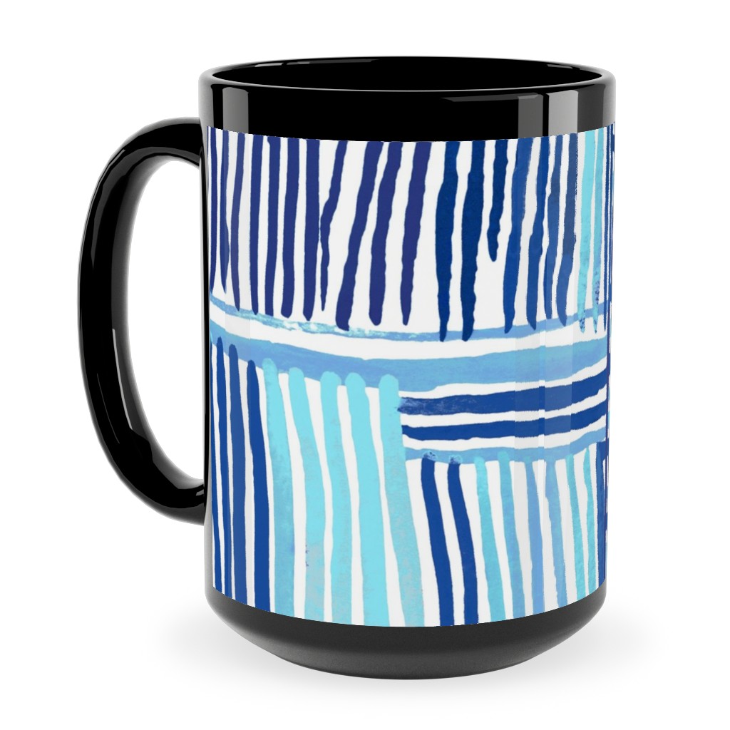 Linear Meditation Ceramic Mug, Black,  , 15oz, Blue