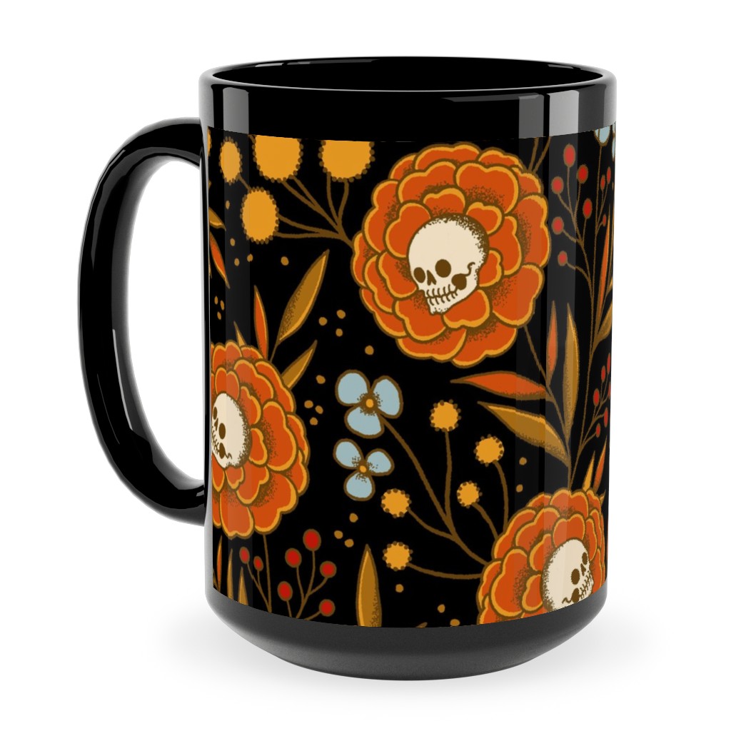 Halloween Floral - Multi Ceramic Mug, Black,  , 15oz, Multicolor