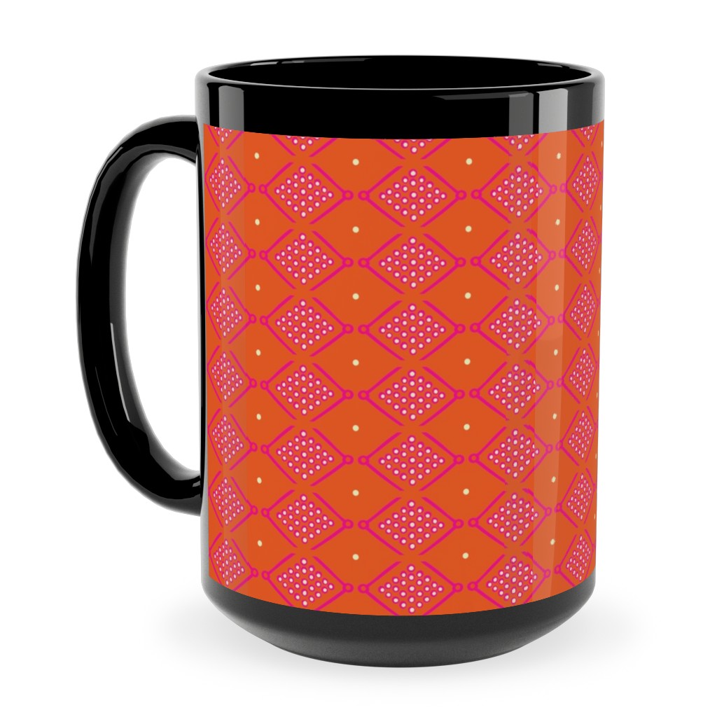 Tribal Geometric - Orange Ceramic Mug, Black, , 15oz, Orange, Orange