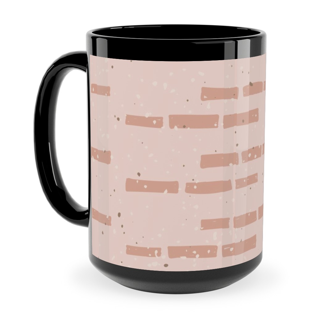 Boho Tribal Dashed Geometric - Pink Ceramic Mug, Black, , 15oz, Pink, Bright Pink
