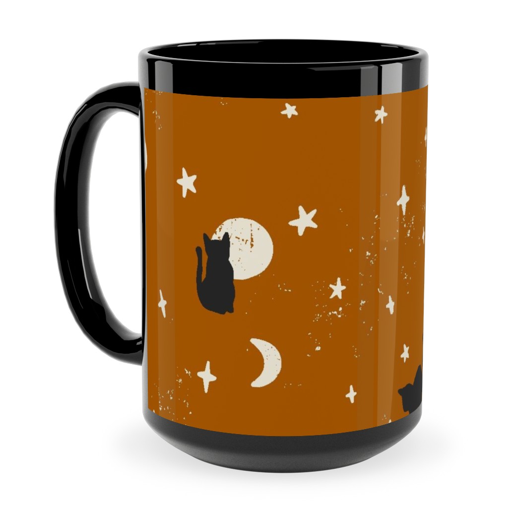 Black Cats - Burnt Orange Ceramic Mug, Black, , 15oz, Orange, Orange
