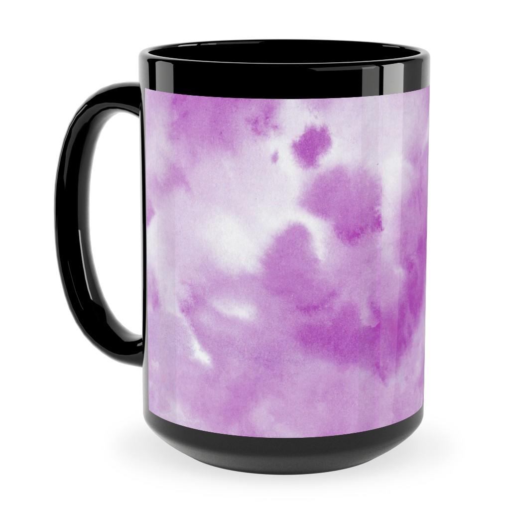 Watercolor Texture - Purple Ceramic Mug, Black,  , 15oz, Purple