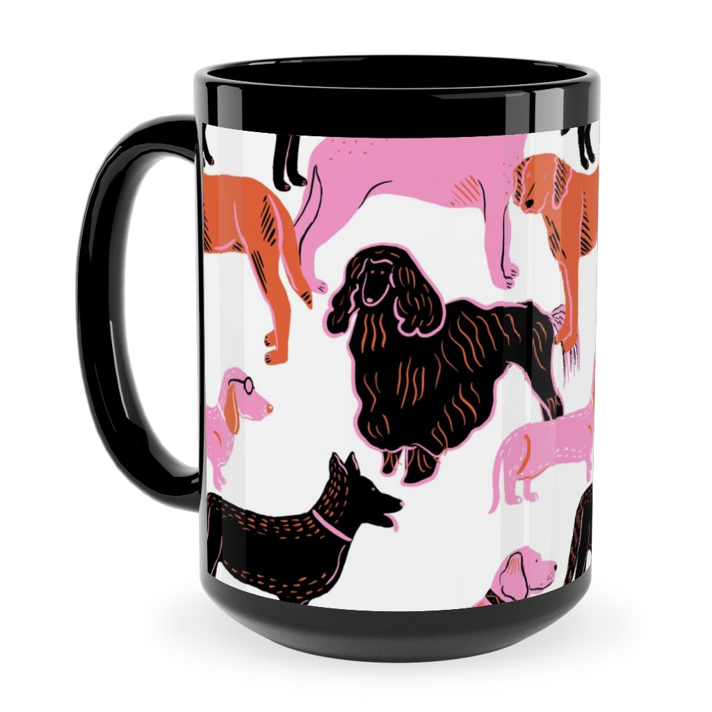 Goofy Dog Friends Ceramic Mug, Black, , 15oz, White, White