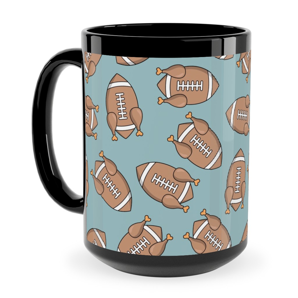 Turkey Football Ceramic Mug, Black,  , 15oz, Blue