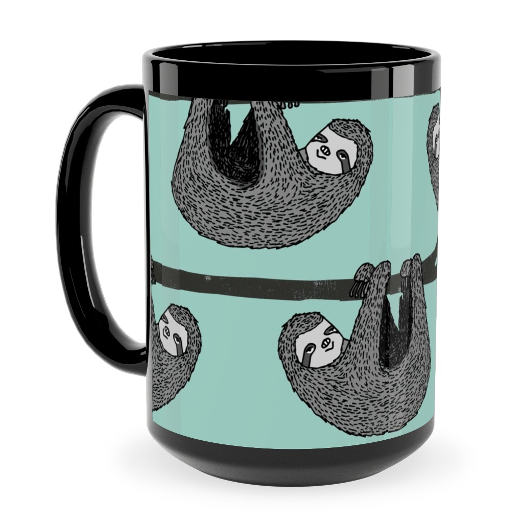 Sloth - Mint Ceramic Mug, Black,  , 15oz, Green