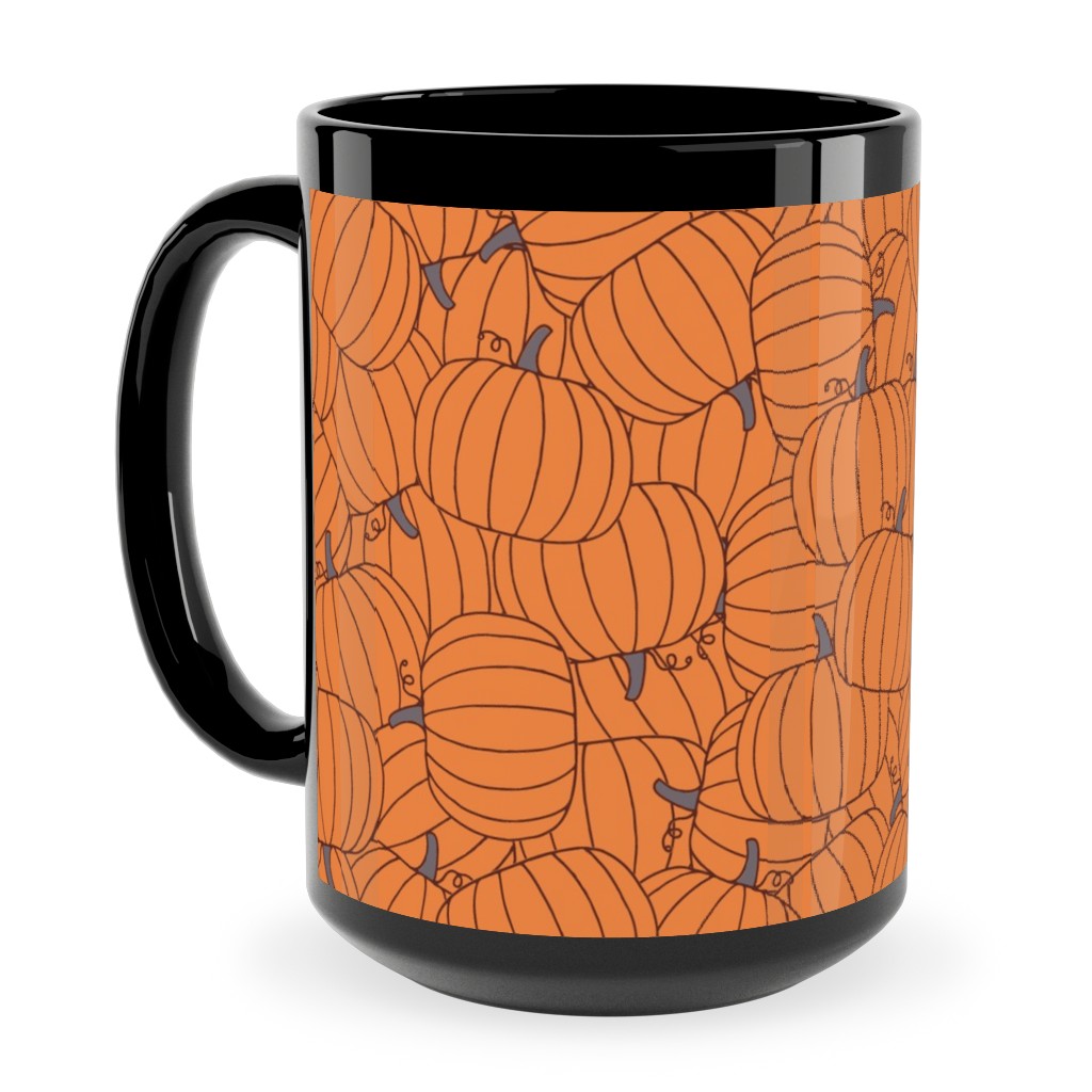 Squashed Squash Ceramic Mug, Black, , 15oz, Orange, Orange