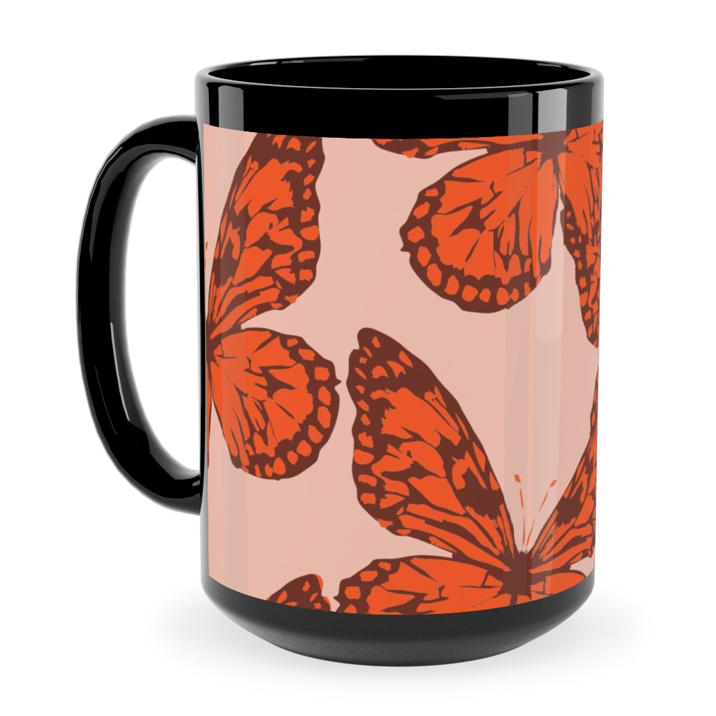 Butterfly Ceramic Mug, Black, , 15oz, Orange, Fawn