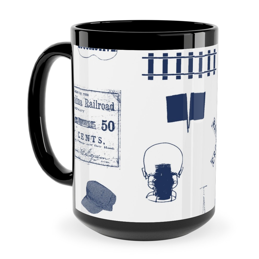 Railroad Ceramic Mug, Black, , 15oz, Blue, Baltic