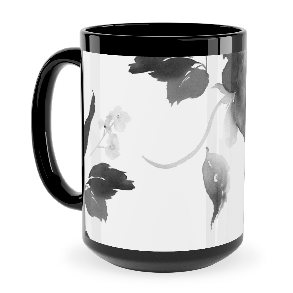 Spring Beginning - Black and White Ceramic Mug, Black, , 15oz, White, White
