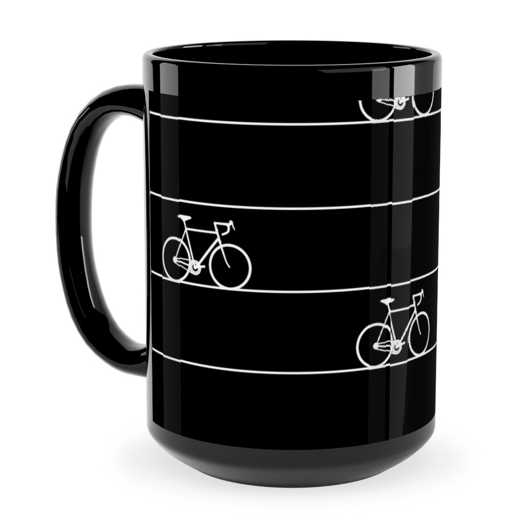 Biking Ceramic Mug, Black, , 15oz, Black, Black
