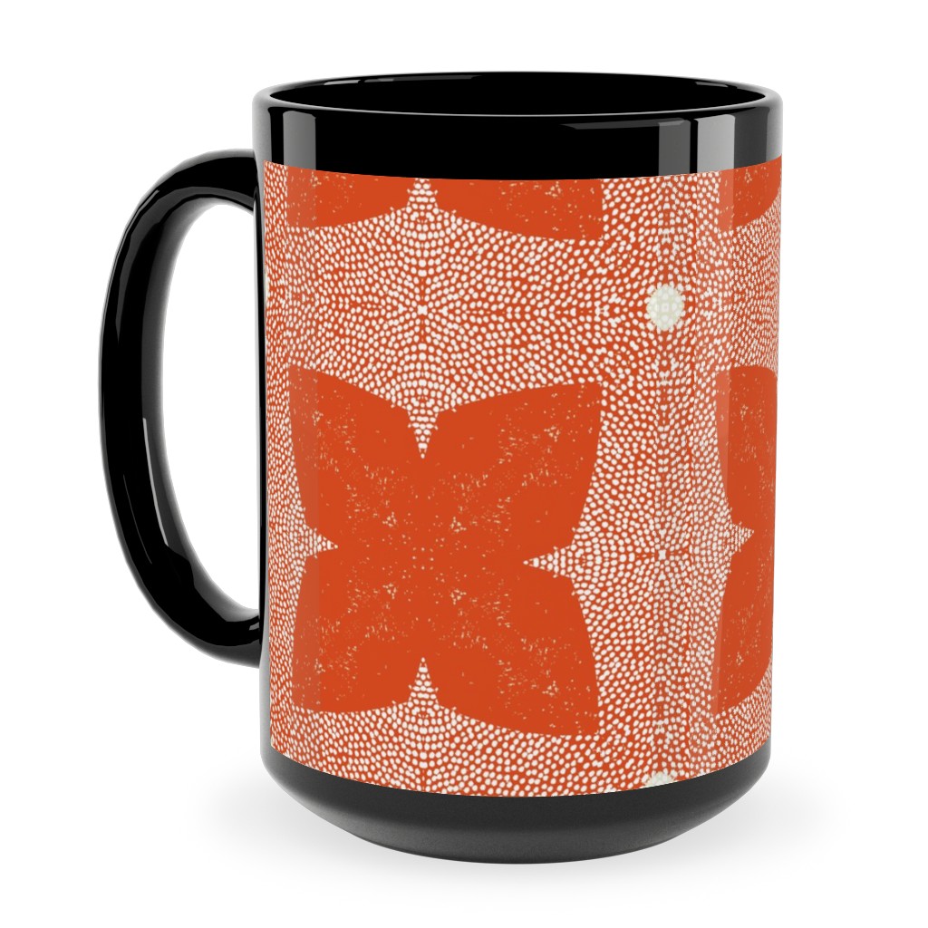 Red Geo Garden - Red Ceramic Mug, Black,  , 15oz, Red