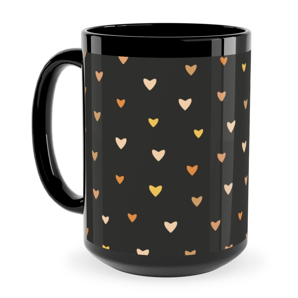 Bronze Hearts - Black Ceramic Mug, Black,  , 15oz, Black