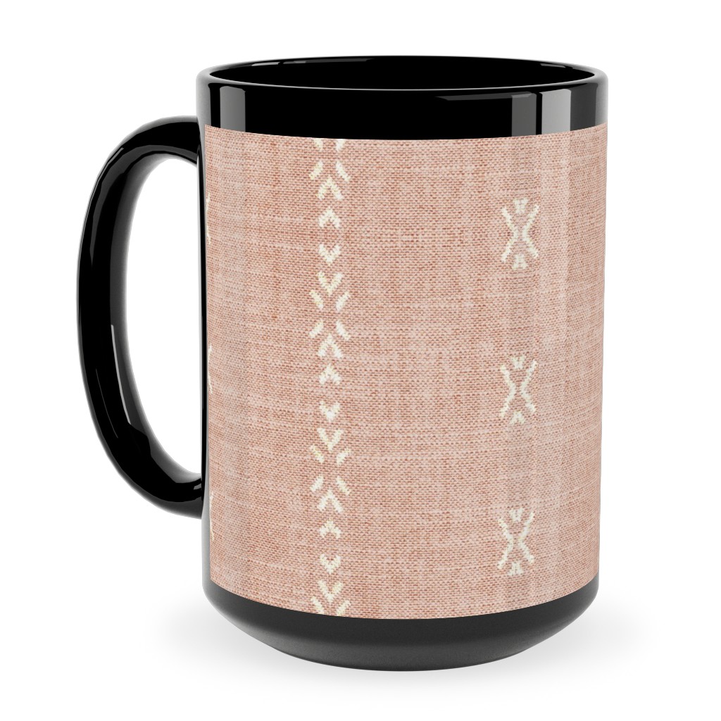 Playa Tribal Stripe - Pink Ceramic Mug, Black,  , 15oz, Pink