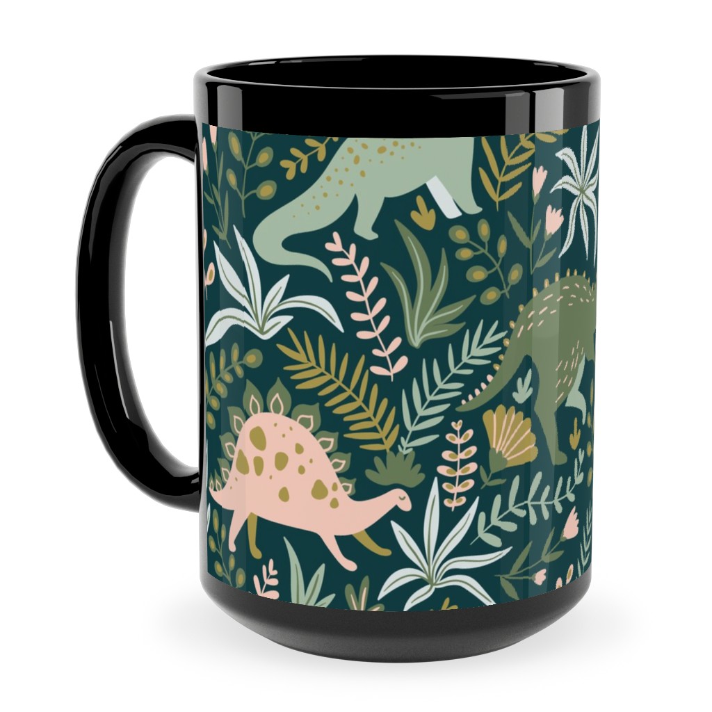 Dino - Green Ceramic Mug, Black,  , 15oz, Green