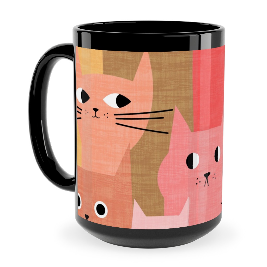 Silly Cats - Multicolor Ceramic Mug, Black,  , 15oz, Multicolor