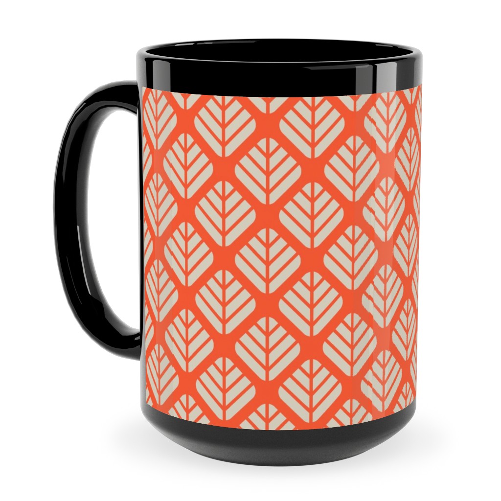 Blaettli - Orange and Beige Ceramic Mug, Black, , 15oz, Orange, Orange