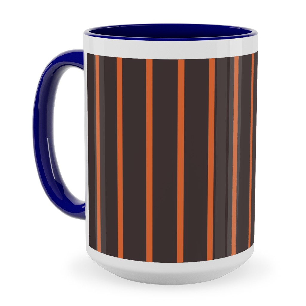 Halloween Stripes Ceramic Mug, Blue, , 15oz, Black, Brown