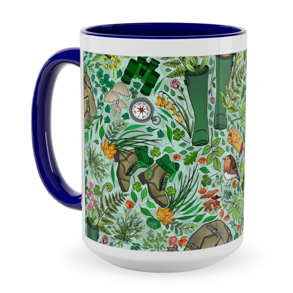 Hike Across the Emerald Isle - Multicolor Ceramic Mug, Blue, , 15oz, Green, Classic Green
