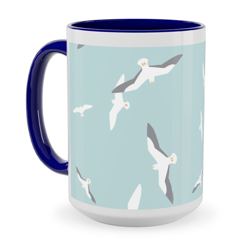 Blue Photo Mugs Flying Seagulls  Blue Ceramic Mug Blue 15oz Blue True Blue