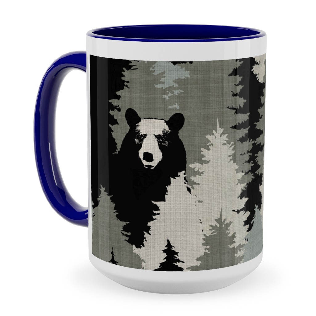 Bears Texture - Green Ceramic Mug, Blue, , 15oz, Green, Classic Green
