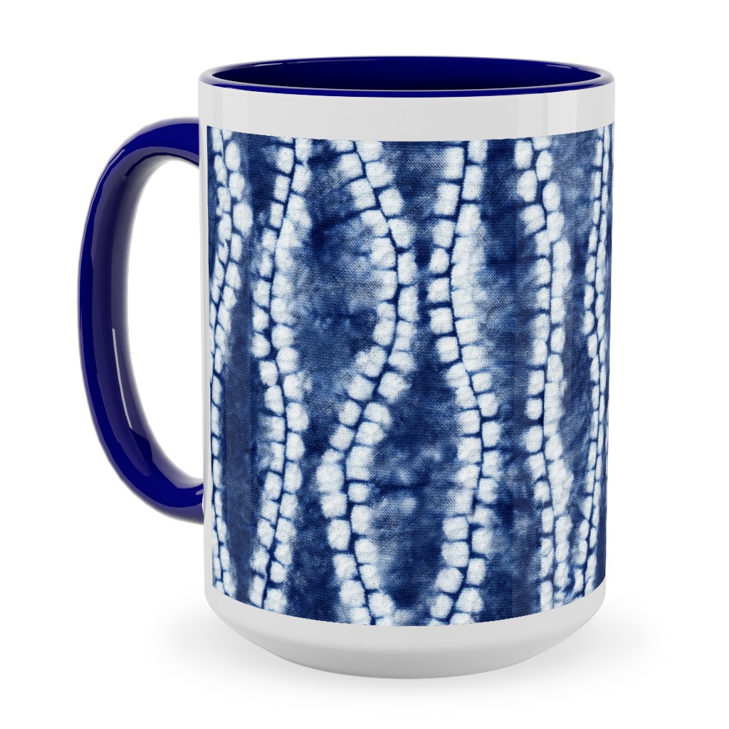 Shibori Ripples - Blue Ceramic Mug, Blue,  , 15oz, Blue