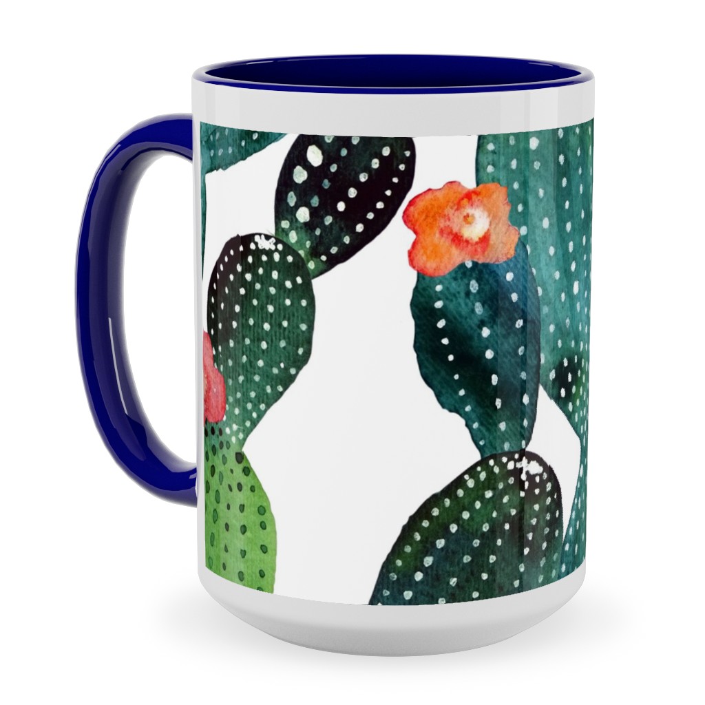 Cactuses - Green Ceramic Mug, Blue, , 15oz, Green, Classic Green
