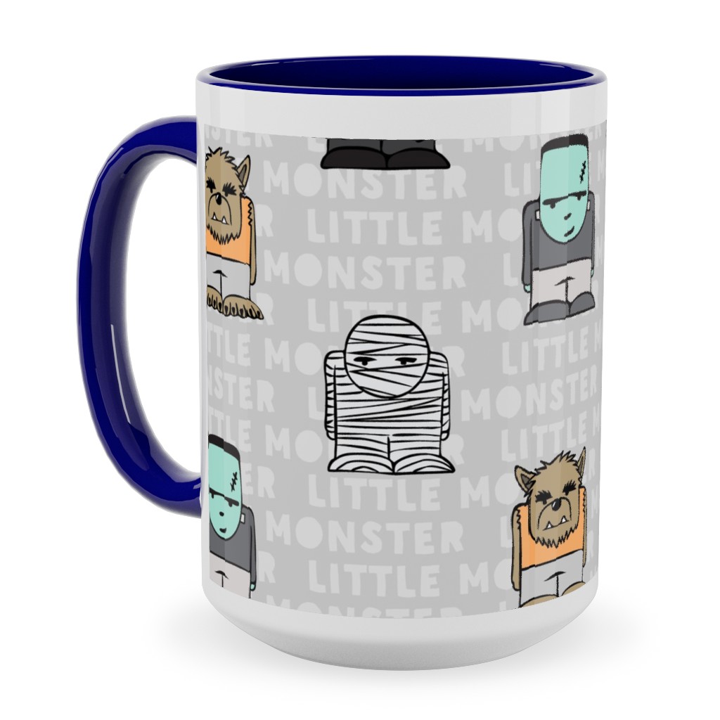 Little Monster - Gray Ceramic Mug, Blue,  , 15oz, Gray