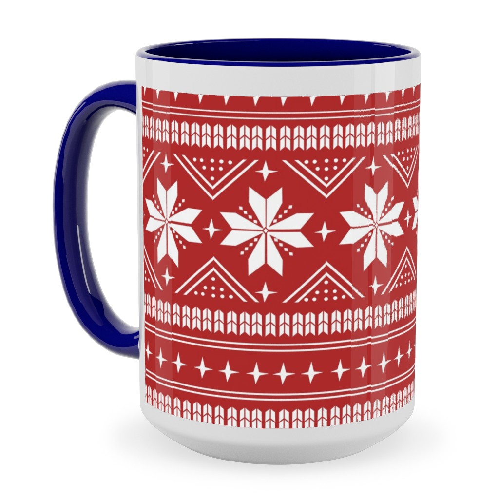 Nordic Sweater - Red Ceramic Mug, Blue, , 15oz, Red, Red