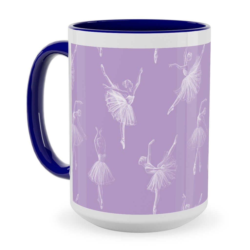 Ballerinas Ceramic Mug, Blue, , 15oz, Purple, Lilac