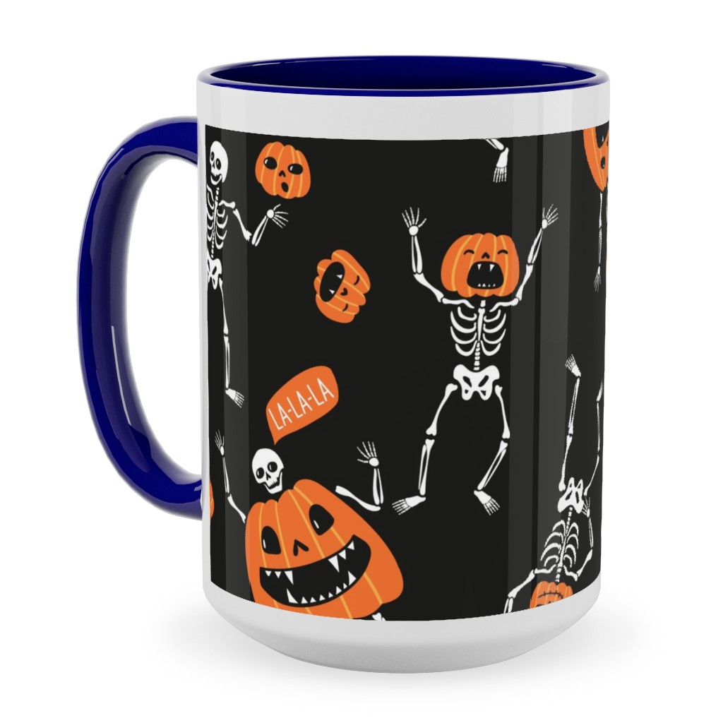 Halloween Party - Black Ceramic Mug, Blue,  , 15oz, Orange