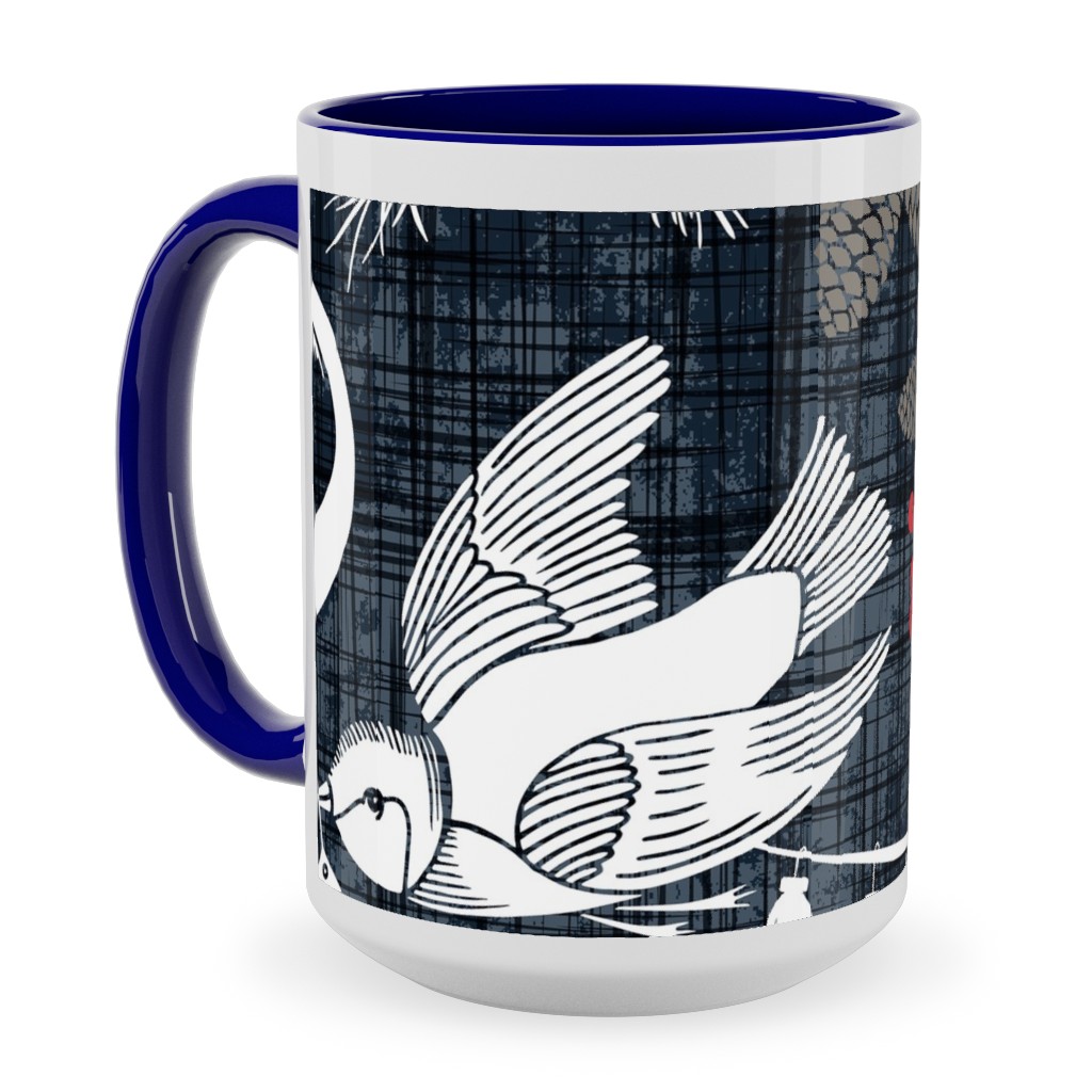 Merry Forest Ceramic Mug, Blue, , 15oz, Black, Golden